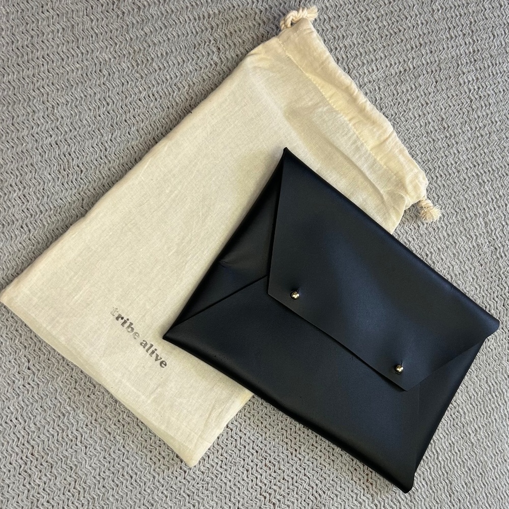 Tribe Alive Black Leather Clutch